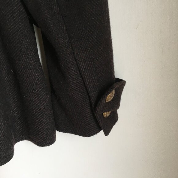 Vintage Designer Wool High-Low Victorian Crest Blazer Coat - Picture 10 of 11